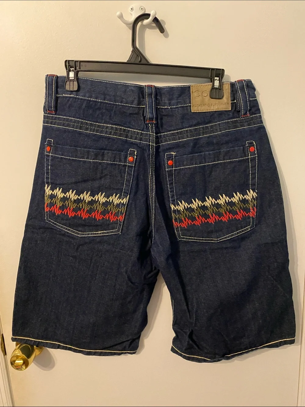 COOGI Dark Blue Denim Shorts with Red Accents